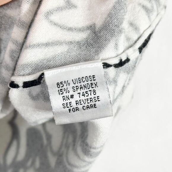 Cache Small Top Knit Black White‎ Floral Outline Half Sleeve Sweater Stretch 996 - Picture 9 of 10